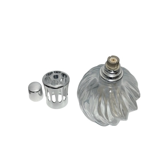 LAMPE BERGER Swirl Ribbed Clear Glass Oil Burner Lamp w/Wick Cap & Crown France - Picture 6 of 11